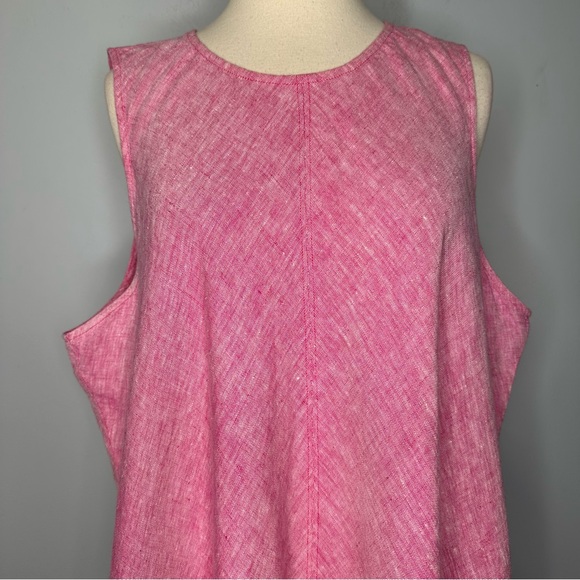 Lands’ End Heathered Pink Sleeveless A-Line 100% Linen Dress Size 1X, 16W-18W - Picture 4 of 12